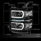 D-Motoring - Headlights - LED DRL+U Halo - Black Housing - Clear Lens - Clear Corner - Plug-n-Play - Pair - 14-15 Chevrolet Silverado 1500 - 2