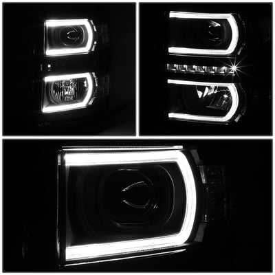 D-Motoring - Headlights - LED DRL+U Halo - Black Housing - Clear Lens - Clear Corner - Plug-n-Play - Pair - 14-15 Chevrolet Silverado 1500 - 3