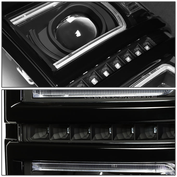 D-Motoring - Headlights - LED DRL+U Halo - Black Housing - Clear Lens - Clear Corner - Plug-n-Play - Pair - 14-15 Chevrolet Silverado 1500 - 4