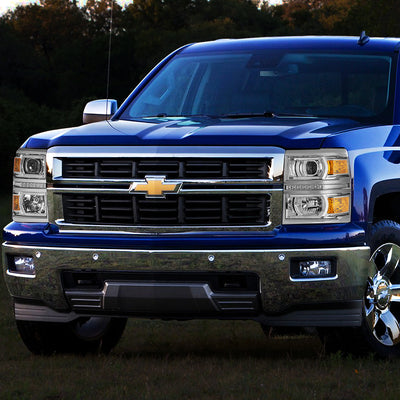D-Motoring - Headlights - LED DRL+U Halo - Clear Lens - Amber Corner - Plug-n-Play - Pair - 14-15 Chevrolet Silverado 1500 - 7