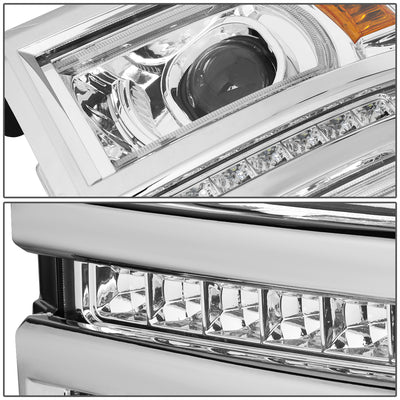 D-Motoring - Headlights - LED DRL+U Halo - Clear Lens - Amber Corner - Plug-n-Play - Pair - 14-15 Chevrolet Silverado 1500 - 4