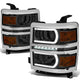 D-Motoring - Headlights - LED DRL+U Halo - Smoked Lens - Amber Corner - Plug-n-Play - Pair - 14-15 Chevrolet Silverado 1500 - 1