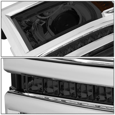 D-Motoring - Headlights - LED DRL+U Halo - Smoked Lens - Amber Corner - Plug-n-Play - Pair - 14-15 Chevrolet Silverado 1500 - 4