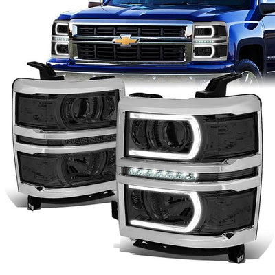thumbnail image 2 of 14-15 Chevy Silverado Triple Chrome Headlight Trim Covers – Extended & Crew Cab 2 of 6