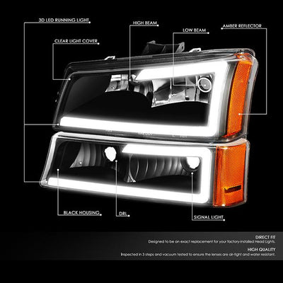 led-drl-03-07-chevy-silverado-1500-2500-3500-avalanche-headlights-bumper-lamps-hl-lb-csil03-bk-am - 2