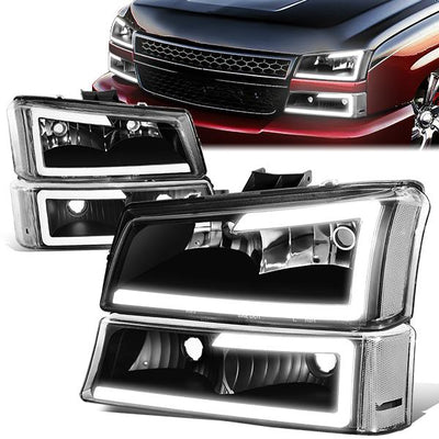 led-drl-03-07-chevy-silverado-1500-2500-3500-avalanche-headlights-bumper-lamps-hl-lb-csil03-bk-cl1 - 1
