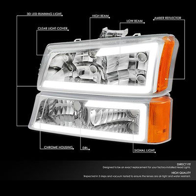 led-drl-03-07-chevy-silverado-1500-2500-3500-avalanche-headlights-bumper-lamps-hl-lb-csil03-ch-am - 2