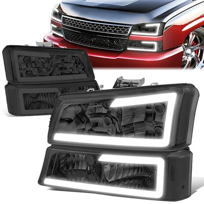led-drl-03-07-chevy-silverado-1500-2500-3500-avalanche-headlights-bumper-lamps-hl-lb-csil03-sm-cl1 - 1