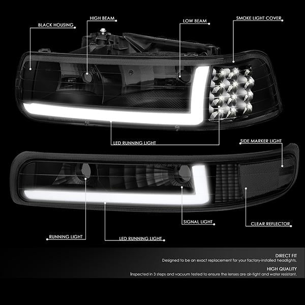 LED DRL Headlights99-02 Chevy Silverado 1500 2500, 00-06 Suburban