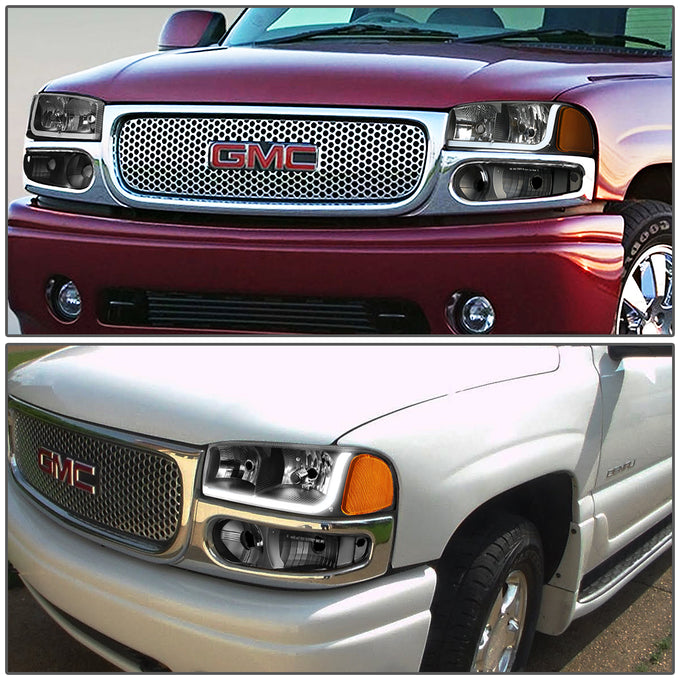 D-Motoring - Headlights - LED DRL - Black Housing - Amber Corner - Plug-n-Play - Pair - GMC SIERRA C3 / 1500 DENALI / CLASSIC / GMC YUKON DENALI / XL 1500 DENALI - 7
