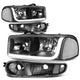 D-Motoring - Headlights - LED DRL - Black Housing - Clear Corner - Plug-n-Play - Pair - GMC SIERRA C3 / 1500 DENALI / CLASSIC / GMC YUKON DENALI / XL 1500 DENALI - 1