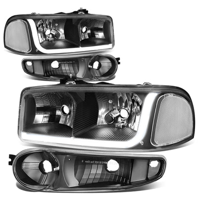 D-Motoring - Headlights - LED DRL - Black Housing - Clear Corner - Plug-n-Play - Pair - GMC SIERRA C3 / 1500 DENALI / CLASSIC / GMC YUKON DENALI / XL 1500 DENALI - 1