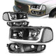 01-07 GMC Sierra 1500 Yukon Denali Headlights - LED DRL - Black Housing - Clear Corner - Plug-n-Play - Pair