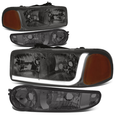 D-Motoring - Headlights - LED DRL - Smoked Lens - Amber Corner - Plug-n-Play - Pair - GMC SIERRA C3 / 1500 DENALI / CLASSIC / GMC YUKON DENALI / XL 1500 DENALI - 1