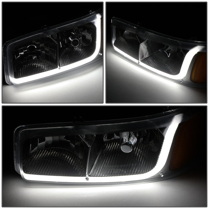 D-Motoring - Headlights - LED DRL - Smoked Lens - Amber Corner - Plug-n-Play - Pair - GMC SIERRA C3 / 1500 DENALI / CLASSIC / GMC YUKON DENALI / XL 1500 DENALI - 3