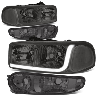 D-Motoring - Headlights - LED DRL - Smoked Lens - Clear Corner - Plug-n-Play - Pair - GMC SIERRA C3 / 1500 DENALI / CLASSIC / GMC YUKON DENALI / XL 1500 DENALI - 1