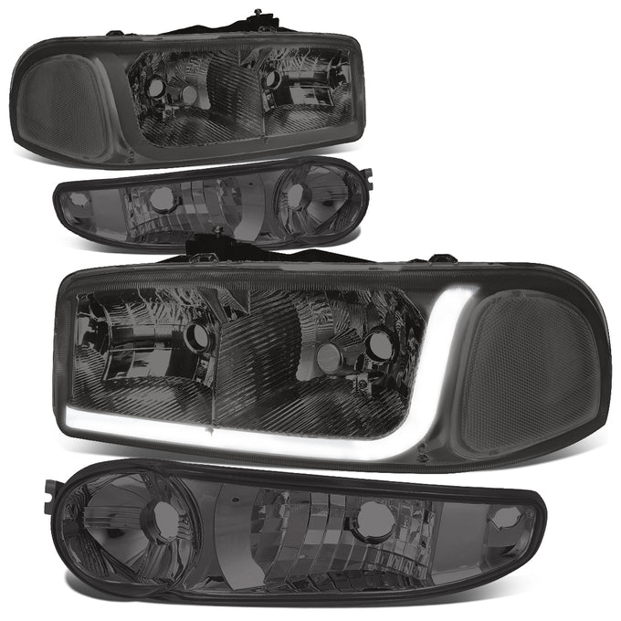D-Motoring - Headlights - LED DRL - Smoked Lens - Clear Corner - Plug-n-Play - Pair - GMC SIERRA C3 / 1500 DENALI / CLASSIC / GMC YUKON DENALI / XL 1500 DENALI - 1