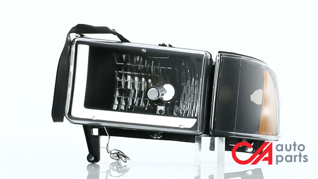 headlights-black-housing-amber-corner-led-drl-pair-dodge-ram-1500-2500-3500-hl-lb-dr944-bk-am - 3
