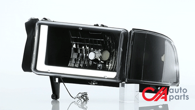 headlights-black-housing-clear-corner-led-drl-truck-pair-dodge-ram-1500-2500-3500-hl-lb-dr944-bk-cl1 - 9