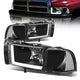 94-02 Dodge Ram 1500 2500 3500 Headlights - LED DRL - Black Housing - Clear Lens - Clear Corner - Plug-n-Play - Pair
