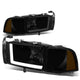 D-Motoring - Headlights - LED DRL - Black Housing - Smoked Lens - Amber Corner - Plug-n-Play - Pair - Dodge Ram 1500 / 2500 / 3500 - 1