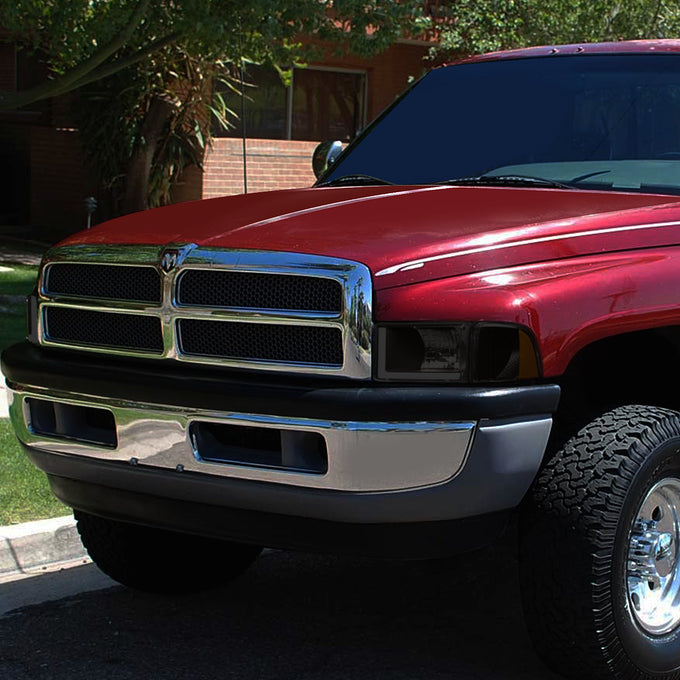 D-Motoring - Headlights - LED DRL - Black Housing - Smoked Lens - Amber Corner - Plug-n-Play - Pair - Dodge Ram 1500 / 2500 / 3500 - 7