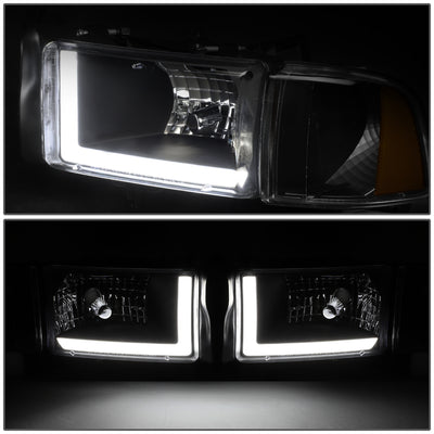 D-Motoring - Headlights - LED DRL - Black Housing - Smoked Lens - Amber Corner - Plug-n-Play - Pair - Dodge Ram 1500 / 2500 / 3500 - 3