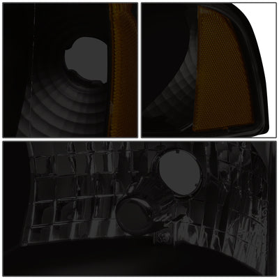 D-Motoring - Headlights - LED DRL - Black Housing - Smoked Lens - Amber Corner - Plug-n-Play - Pair - Dodge Ram 1500 / 2500 / 3500 - 4