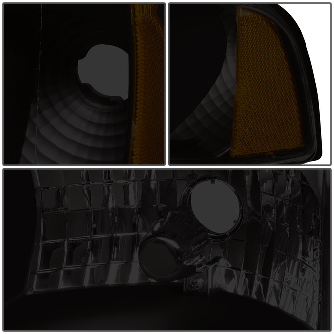 D-Motoring - Headlights - LED DRL - Black Housing - Smoked Lens - Amber Corner - Plug-n-Play - Pair - Dodge Ram 1500 / 2500 / 3500 - 4