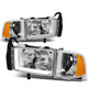 D-Motoring - Headlights - LED DRL - Chrome Housing - Clear Lens - Amber Corner - Plug-n-Play - Pair - Dodge Ram 1500 / 2500 / 3500 - 1
