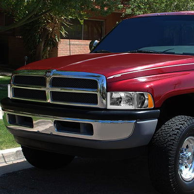 D-Motoring - Headlights - LED DRL - Chrome Housing - Clear Lens - Amber Corner - Plug-n-Play - Pair - Dodge Ram 1500 / 2500 / 3500 - 7