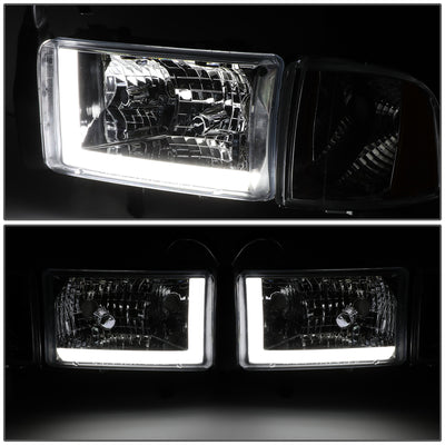 D-Motoring - Headlights - LED DRL - Chrome Housing - Clear Lens - Amber Corner - Plug-n-Play - Pair - Dodge Ram 1500 / 2500 / 3500 - 3