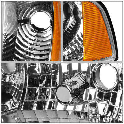 D-Motoring - Headlights - LED DRL - Chrome Housing - Clear Lens - Amber Corner - Plug-n-Play - Pair - Dodge Ram 1500 / 2500 / 3500 - 4