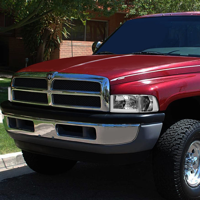 D-Motoring - Headlights - LED DRL - Chrome Housing - Clear Lens - Clear Corner - Plug-n-Play - Pair - Dodge Ram 1500 / 2500 / 3500 - 7
