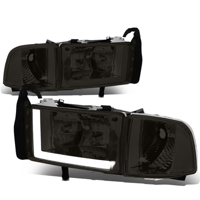 D-Motoring - Headlights - LED DRL - Smoked Lens - Clear Corner - Plug-n-Play - Pair - 94-01 Dodge Ram 1500 / 2500 / 3500 - 1