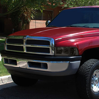 D-Motoring - Headlights - LED DRL - Smoked Lens - Clear Corner - Plug-n-Play - Pair - 94-01 Dodge Ram 1500 / 2500 / 3500 - 7