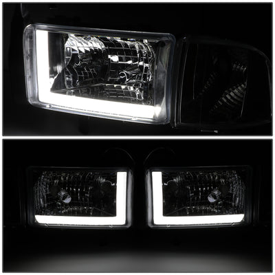 D-Motoring - Headlights - LED DRL - Smoked Lens - Clear Corner - Plug-n-Play - Pair - 94-01 Dodge Ram 1500 / 2500 / 3500 - 3