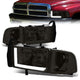 94-02 Dodge Ram 1500 2500 3500 Headlights - LED DRL - Smoked Housing - Smoked Lens - Clear Corner - Plug-n-Play - Pair