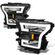 D-Motoring - Headlights - LED DRL Tube - Black Housing - Clear Lens - Amber Corner - Plug-n-Play - Pair - 15-17 Ford F-150 - 1