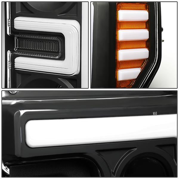 17-19 Ford F-250 F-350 F-450 F-550 Super Duty Headlights - 3D LED DRL - Clear Lens - Amber Corner - Projector - Pair - HL-LB-F25018-BK-AM - 7