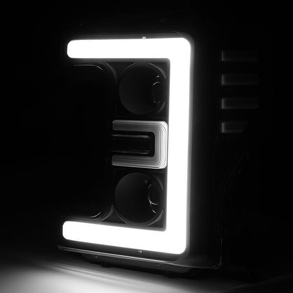 17-19 Ford F-250 F-350 F-450 F-550 Super Duty Headlights - 3D LED DRL - Clear Lens - Clear Corner - Projector - Pair - HL-LB-F25018-BK-CL1 - 4