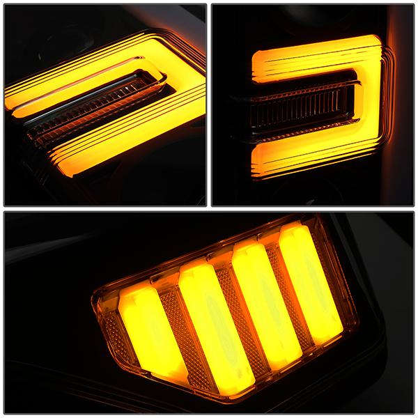 17-19 Ford F-250 F-350 F-450 F-550 Super Duty Headlights - 3D LED DRL - Smoked Lens - Amber Corner - Projector - Pair - HL-LB-F25018-BK-SM-AM - 6