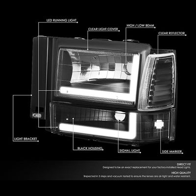 led-drl-bar-91-94-ford-explorer-headlights-bumper-corner-lamps-black-housing-hl-lb-fexp91-bk-cl1 - 2