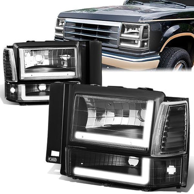 led-drl-bar-91-94-ford-explorer-headlights-bumper-corner-lamps-black-housing-hl-lb-fexp91-bk-cl1 - 1