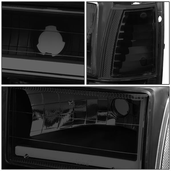 led-drl-bar-91-94-ford-explorer-headlights-bumper-corner-lamps-tinted-housing-hl-lb-fexp91-bk-sm-cl1 - 6