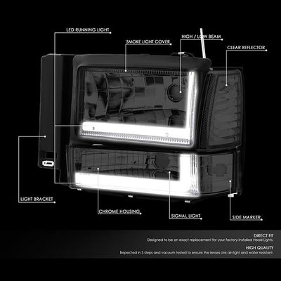 led-drl-bar-91-94-ford-explorer-headlights-bumper-corner-lamps-smoked-lens-hl-lb-fexp91-sm-cl1 - 2
