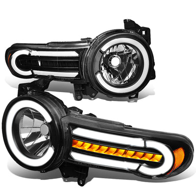 07-14-toyota-fj-cruiser-headlights-led-drl-sequential-turn-signal-clear-lens-amber-corner-pair-hl-lb-fjc07-bk-am - 2