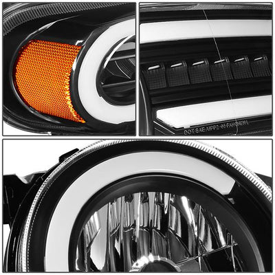 07-14 Toyota FJ Cruiser Headlights - LED DRL+Sequential Turn Signal - Clear Lens - Amber Corner - Pair - HL-LB-FJC07-BK-AM - 6