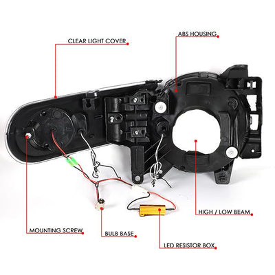 07-14 Toyota FJ Cruiser Headlights - LED DRL+Sequential Turn Signal - Clear Lens - Amber Corner - Pair - HL-LB-FJC07-BK-AM - 8