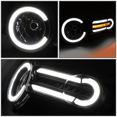07-14 Toyota FJ Cruiser Headlights - LED DRL+Sequential Turn Signal - Clear Lens - Clear Corner - Pair - HL-LB-FJC07-BK-CL1 - 3
